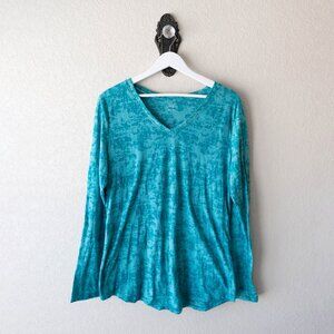 BCG Size XL Women's Marbled Teal Blue Long Sleeve Top